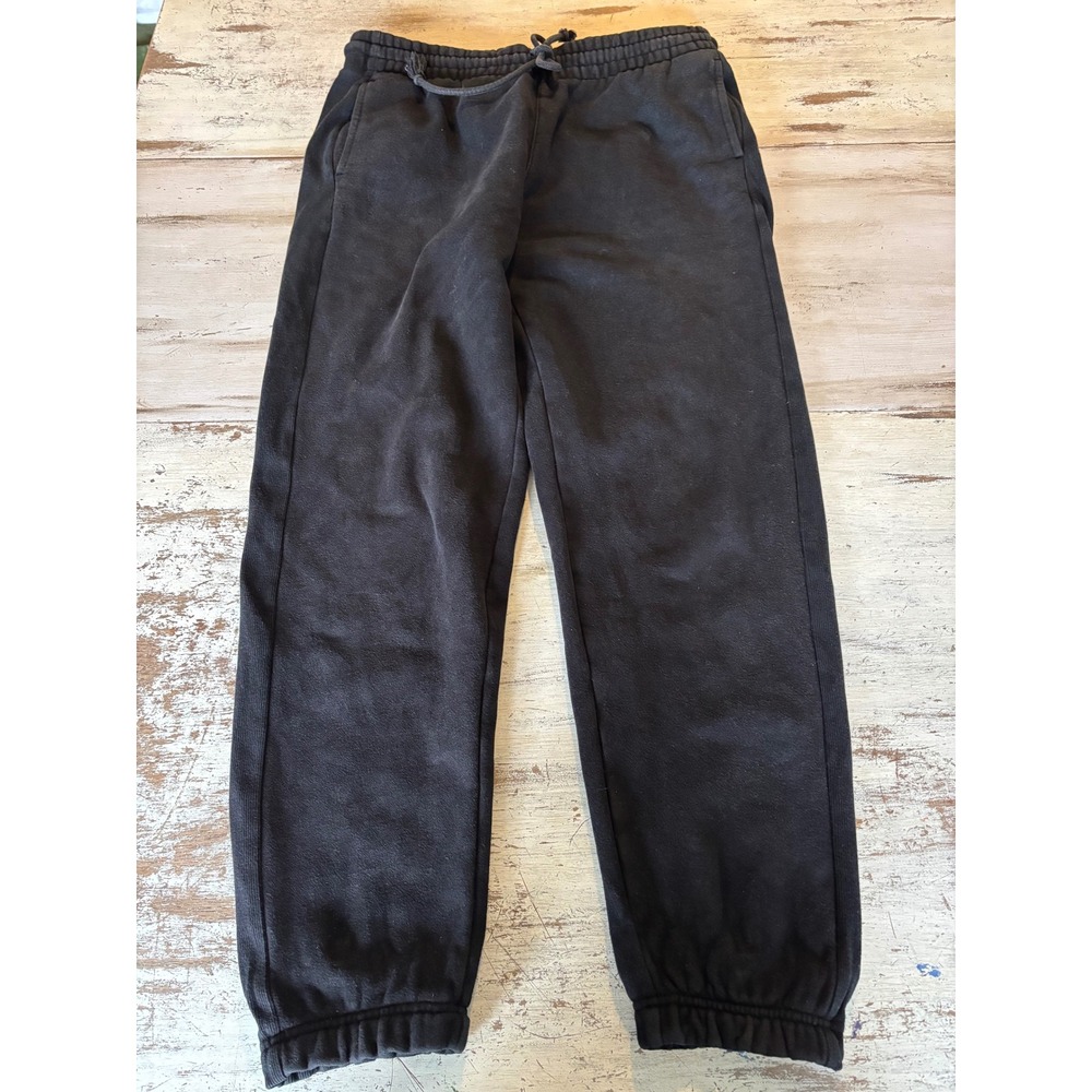 TNA sweatpants womens size M black cozy fleece drawstring joggers gym, weekend